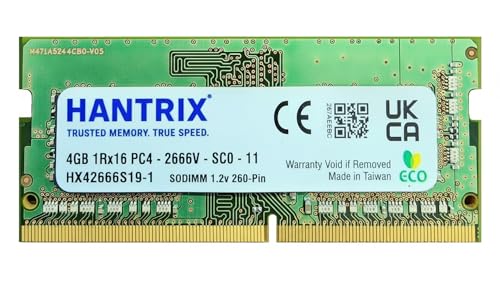 Image of 4GB DDR4 2666MHz Laptop RAM PC4-21300 260-Pin SO-DIMM Notebook Memory Module | 1.2V CL19 1Rx16 Non-ECC Unbuffered Laptop Upgrade Stick | PC4-2666V | 3-Year Warranty