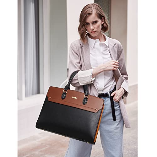 Image of Telena Laptop Tote Bag for Women, 15.6 Inch Shoulder Tote Bag Leather Briefcase for Women, Large Capacity Handbag Bags | 15.6 Inch