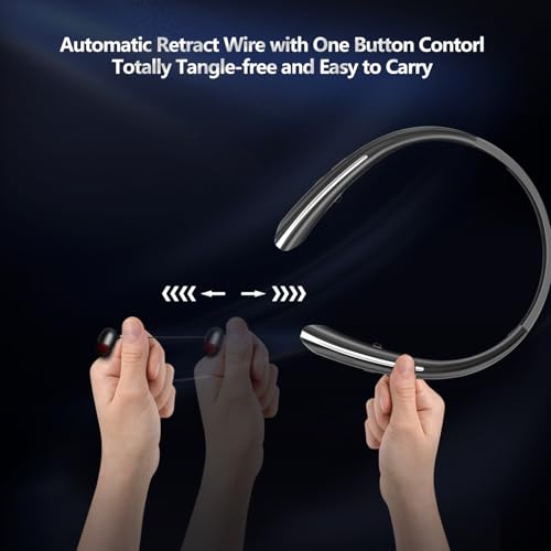 Image of Gardway Neckband Bluetooth Headphones, Bluetooth 5.4 Wireless Headphone with Retractable Earbud,16Hrs Playtime, IPX5 Sweatproof, Around The Neck Headphones Stereo Headset