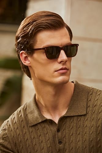 Image of CARFIA Retro Acetate Polarized Sunglasses for Men UV400 Protection Driving Outdoor Anti-Glare Sun Glasses CA5354WS