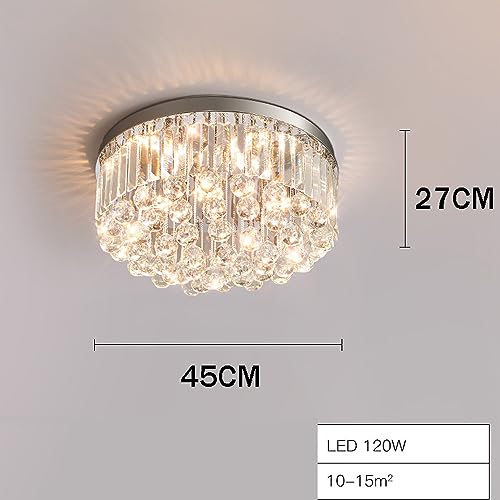 Plafonnier cristal LED 120W, lustre chrome chic dimmable salon - 7