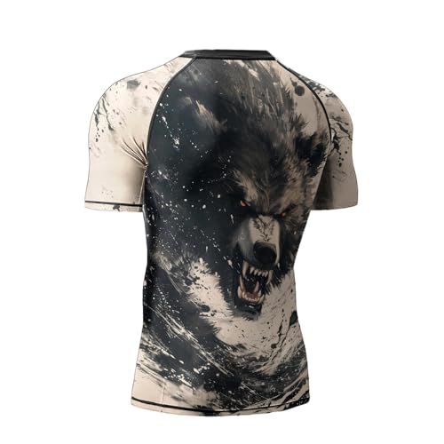Rash Guard for Men BJJ, Compression Shirts Short Sleeve Activewear Cotton Spandex2
