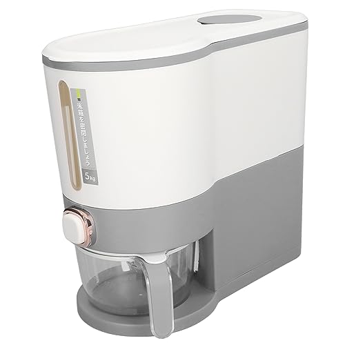 Honio Rice Dispenser, Eco Friendly Rice Dispenser Bucket Dustproof Dry Dual Sealed for (Small Light Gray)