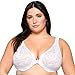 Full Figure Plus Size Wonderwire Front-Closure Stretch Lace Bra Underwire #9245 White
