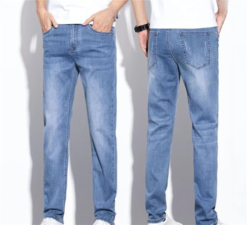 Men's Fashion Business Jeans Classic Style Casual Stretch Slim Fit Summer Ice Silk Jean Pants3