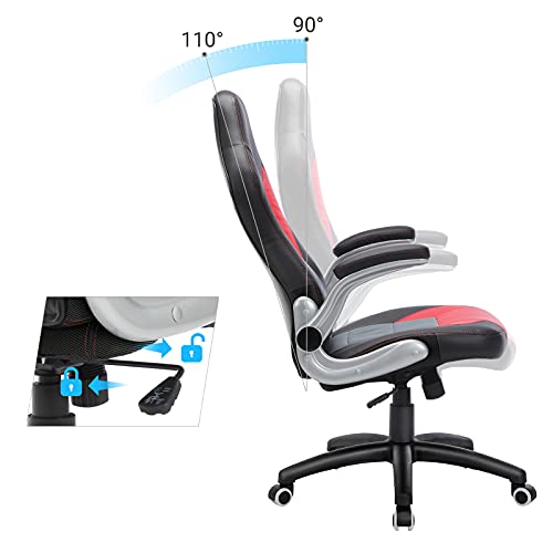 Songmics Obg28Br Gamingstoel, Zwart/Grijs/Blauw - Image 4
