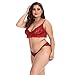 YUXO Mujer Media Copa Sexy Sujetador De Encaje con Tanga Lencería Talla...