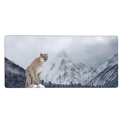 Tapis de souris de jeu léopard des neiges 40x90cm antidérapant pour setup PC