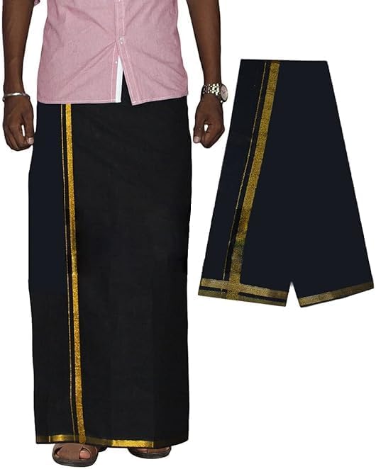 Men’s Traditional Black Dhoti Comfortable Ethnic Bottom Wear for Religious Functions and Celebrations 001cvb