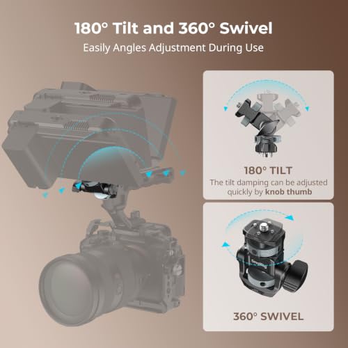 Image of SMALLRIG Adjustable Camera Monitor Mount with 3 /8 inch-16 Locating Screw for ARRI, 360 Swivel and 180 Tilt, Anti-Twist 1 /4 inch Locating Screw, Horizontal & Vertical Shooting