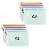 10 Stück Dokumententasche A5, Reißverschlusstasche Wasserdichte Mesh Dokumententaschen,Reißverschlussbeutel für Bürobedarf,Schulmaterial,Dokumente Case,Papier,Quittungen,Kosmetika,5 Farben