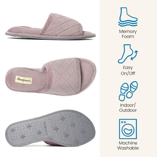 Image of Dearfoams womens Slipper Memory Foam Summer House Shoe Beatrice Terry Slide