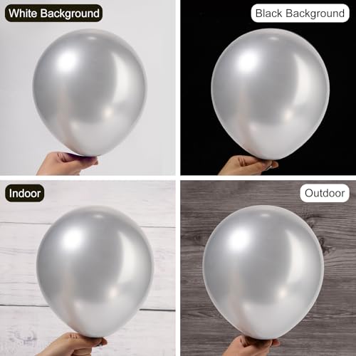 Image of Ouddy Party 129Pcs Metallic Silver Balloon Arch Garland Kit 18 12 10 5 Inch