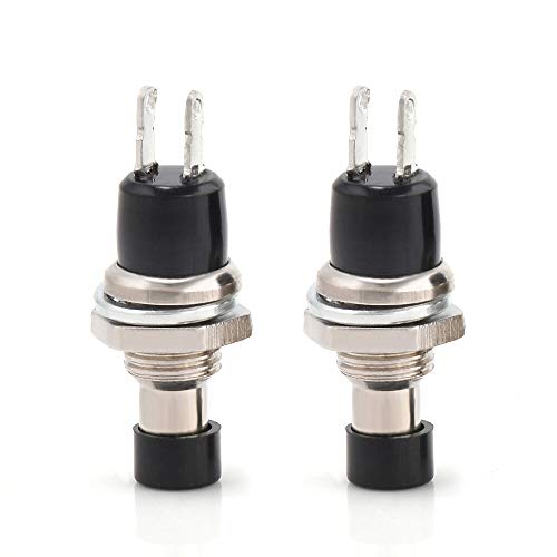 Hailege 10pcs PBS-110 7MM Self-Locking Normal Open NO Push Button Switches ON/OFF 2 Foot Self-reset Momentary Push Power Button Switches Black Round
