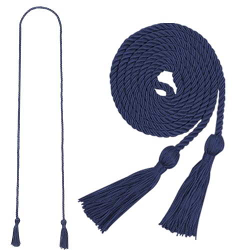 Image of Graduation Honor Cord 68 inch Grad Braided Honor Cords with Tassel Honor Rope Grad Cords for Graduation Students Bachelor Master Doctoral Gown Grad Decor (Navy Blue)