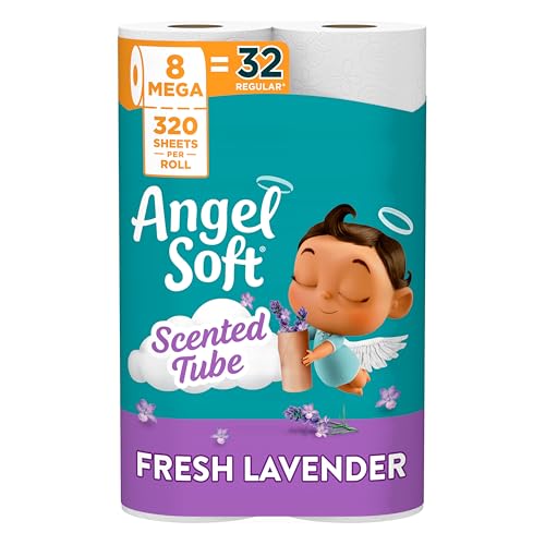 Angel Soft Toilet Paper with Fresh Lavender Scented Tube, 8 Mega Rolls = 32 Regular Rolls, Soft and...
