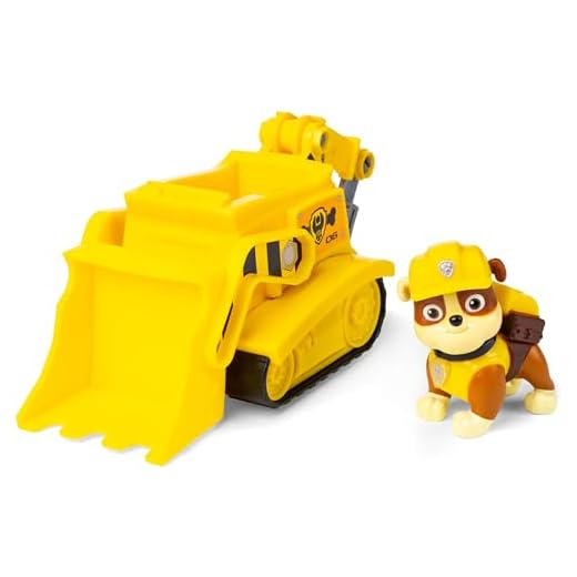Paw Patrol, Bulldozer di Rubble, Veicolo e Personaggio Rubble, Giochi Bambini, 3+ anni