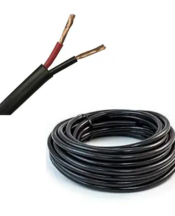 Glopro Store 2 core 1.5mm Round PVC copper wire for electrical equipment extension cord house wiring connections 1450W (1.5mm Black, 5feet)