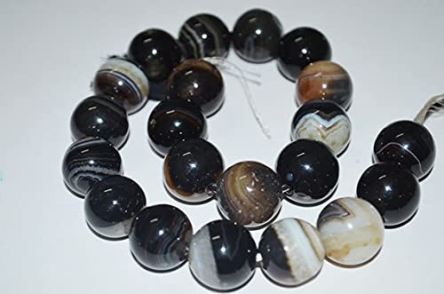 Boule onyx noir naturel 17-18 mm (Black Onyx Round Ball) pour création bijoux DIY