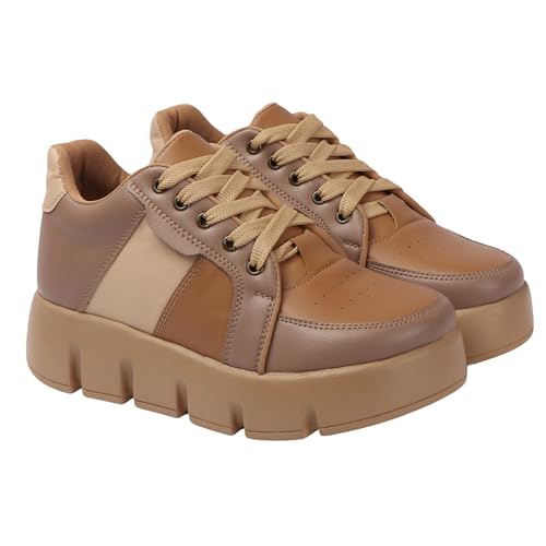 Image of Women's Pu Sneaker Lightweight and Breathable | Fashion Footwear | Comfortable & Stylish Everyday Wear | Perfec for Casual, Work, Parties