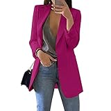 Cnkwei Womens Casual Blazers Open Front Long Sleeve Lapel Collar Work Office Jacket Fuchsia