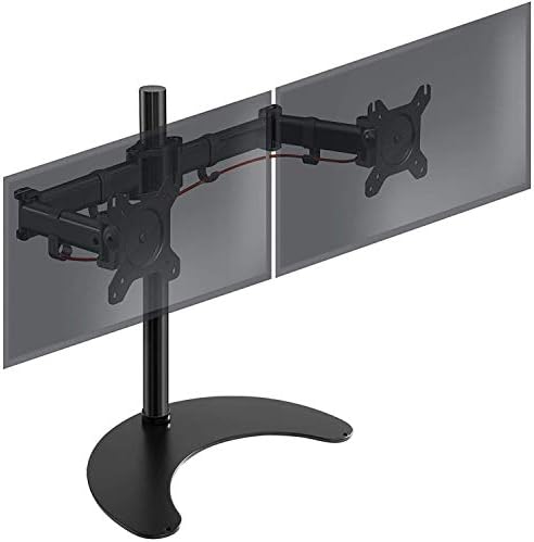 Duronic Dual Monitor Arm Stand Desk Mount DM25D2 | For Two 13-27 Inch LED LCD PC Computer or TV Screens | Freestanding Double Bracket | VESA 75 100 | Tilt Swivel Rotate