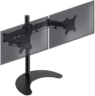 Duronic Dual Monitor Arm Stand Desk Mount DM25D2 | For Two 13-27 Inch LED LCD PC Computer or TV Screens | Freestanding Double Bracket | VESA 75 100 | Tilt Swivel Rotate