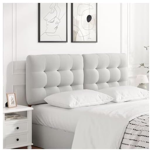 AYEASY Upholstered Headboard Queen Size, Adjustable Height Queen Headboard Only from 39”to 44”with Durable Solid Wood Legs, Modern Button Diamond Fabric Bed Head Board with Width Adapters, Beige