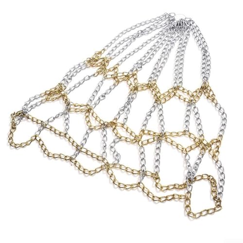 Red de baloncesto de cadena de metal de tamaño oficial para entrenamiento, material de hierro con 12 hebillas, instalación segura, adecuada para canchas de baloncesto interiores y exteriores