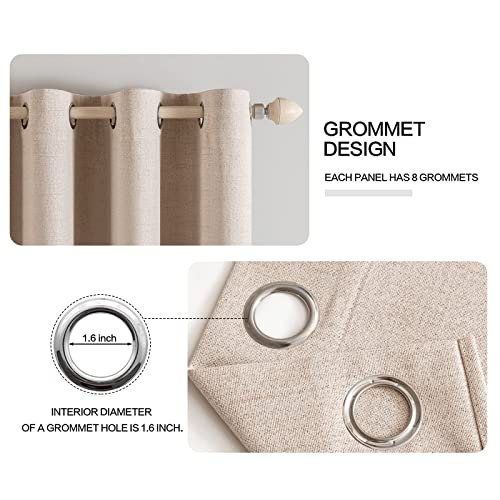 MIULEE Blackout Curtains Thermal Insulating Curtains with Eyelets 100% Opaque Linen Look Curtains Living Room Cold Protection Blackout Curtain Set of 2, 46" Wx90 L Beige - Image 5