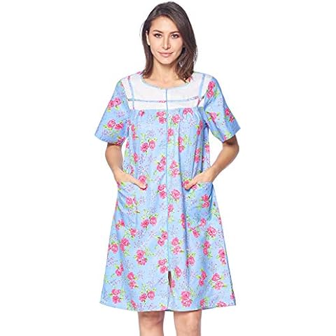 Casual Nights Floral Zipper Front House Dress Cover