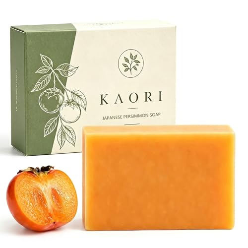 Kaori Deodorizing Persimmon Soap for Old People Smell and Nonenal Moisturizing Mature Skin Renewing & Purifying Body Wash Persimmon Soap for Body Odor with Natural Persimmon Extract for Men & Women