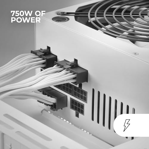MPZE750M, Alimentatore Full Modular 750W ATX, 10 Anni Garanzia, 80Plus Silver +87% Efficienza, Ventola FDB 140mm con Tecnologia AI-RPM, Condensatori Giapponesi da 105°, Bianco - Alimentatore - Immagine 2