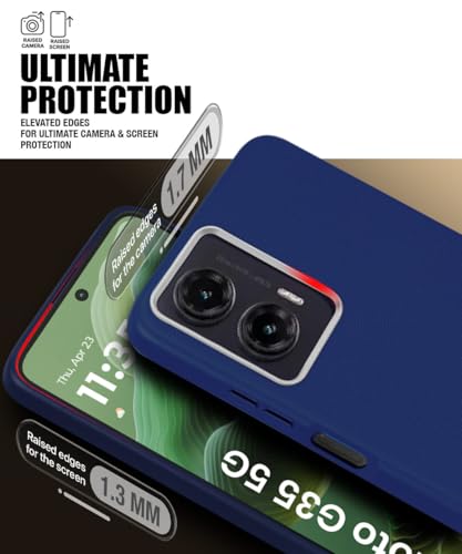 Image of WOW IMAGINE Back Cover for Motorola Moto G35 5G | Ultra Slim Flexible Non-Slip Grip | Inner Fabric | Metal Camera Ring & Lightweight Soft Silicone Mobile Case - Blue