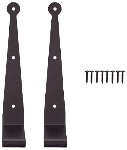 Rocky Mountain Goods Black Strap Hinges - Heavy Duty Stainless Steel with Powder-Coated Finish - Rust-Resistant Screw Mount Hinges for Doors, Gates, Sheds, Toolboxes (2-1/4" Offset)