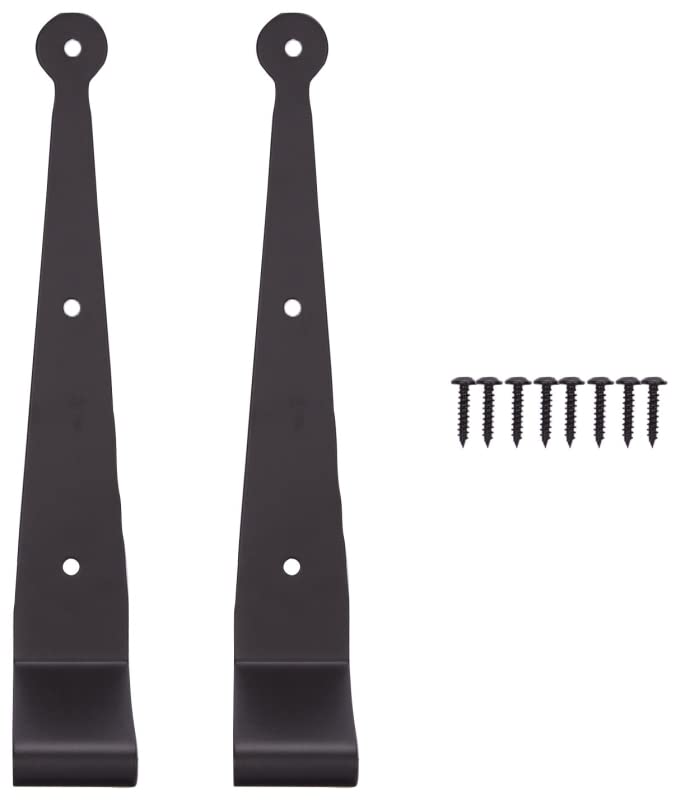 Rocky Mountain Goods Black Strap Hinges - Heavy Duty Stainless Steel with Powder-Coated Finish - Rust-Resistant Screw Mount Hinges for Doors, Gates, Sheds, Toolboxes (2-1/4" Offset)