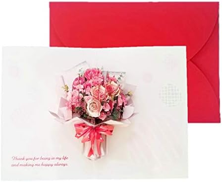 Amazon ３dフラワーカード 香り付き 幸せのブーケ ピンク ホワイト Pop 花 記念日 ポップアップ メッセージ カード 感謝 フラワーギフト プレゼント グリーティングカード バラ カーネーション 母の日 グリーティングカード 文房具 オフィス用品