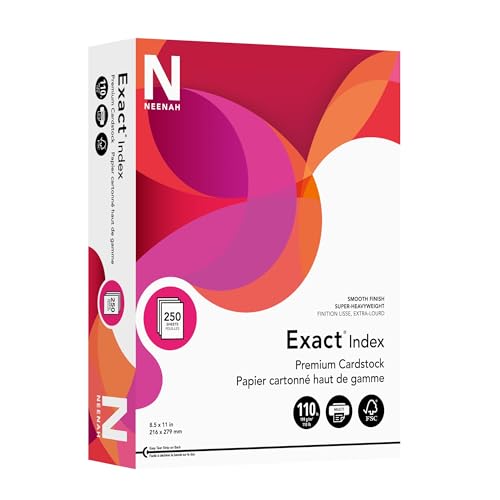 Neenah Exact 30% Recycled Extra-Heavyweight Index Card Stock, 8 1/2in. x 11in., 110 Lb, White, pk Of 250 Sheets, 40411 by Neenah - Used condition - US$15.68