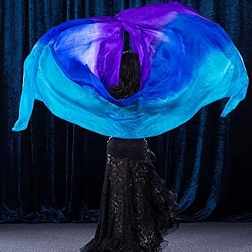 Image of Aumulen 8mm Girls Hand-Made Belly Dance Silk Scarf Veils Gradual Colors