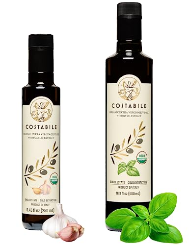Aceite de oliva virgen extra infusionado con albahaca y ajo
