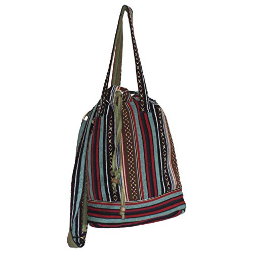 Boho Hippie Festival Cotton Crossbody Bucket Bag Jacuard Nepal Bag2