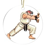 Ornaments Christmas Tree Ryu Acrylic Street Decor Fighter Decorations 2 Xmas Pixel Art Ornament for Home Party Decorations Hanging Holidays Events