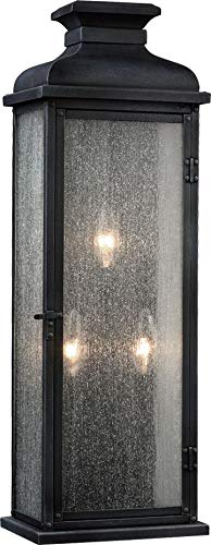 Feiss OL11104DWZ Pediment Outdoor Lighting Wall Pocket Sconce, Bronze, 3-Light (10"W x 18"H) 180watts