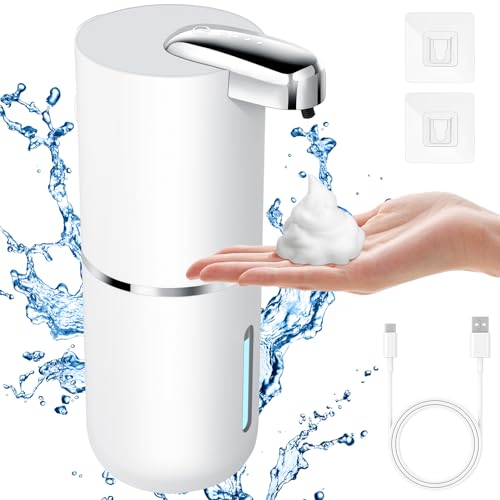 AiQInu Seifenspender Automatisch, Berührungsloser Elektrischer Seifenspender, USB C Wiederaufladbar, mit 4 Einstellbare Stufen, IPX5 Wasserdicht, WandbefestigungFür Küche,Bad,Schule,Hotel