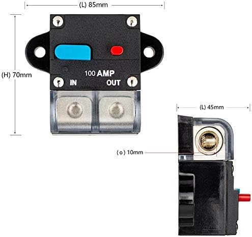 Miniatura 3 de Jtron Disyuntor de circuito de 100 amperios de audio para automóvil, energía solar, inversor de fusibles en línea con cubierta impermeable para