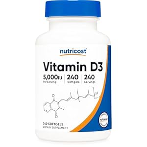 Nutricost Vitamin D3 5,000 IU (125mcg), 240 Softgels – Non-GMO and Gluten Free Vitamin D