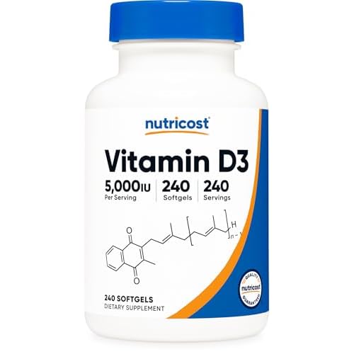 Nutricost Vitamin D3 5,000 IU (125mcg), 240 Softgels – Non-GMO and Gluten Free Vitamin D