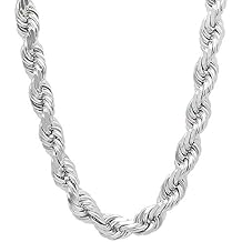 Savlano 925 Sterling Silver 8.5mm Solid Italian Rope Diamond Cut Twist Link Chain Necklace with Gift Box for Men & Women - Made in Italy