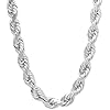 Savlano 925 Sterling Silver 8.5mm Solid Italian Rope Diamond Cut Twist Link Chain Necklace with Gift Box for Men & Women…