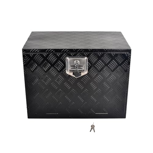 BIGREAT Heavy Duty 24'' Inch Aluminum Underbody Truck Box with T-Handle Latch,17 x 18 x 24 Inch Underbed Toolbox With Durable Lock Black For Storage And Organization